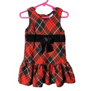 Blueberi Boulevard Toddler Girls Size 2T Red Black Christmas Holiday Plaid dress